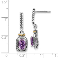 Sophia Jewelers Sterling Silver & 14K Gold Amethyst Dangle Earrings