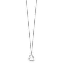 Sophia Jewelers Sterling Silver Diamond Heart Necklace with Polished Rhodium Finish