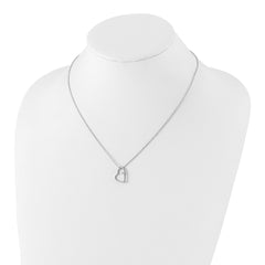 Sophia Jewelers Sterling Silver Diamond Heart Necklace with Polished Rhodium Finish