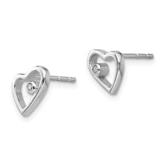 Sophia Jewelers Sterling Silver Diamond Heart Earrings in Gift Box