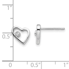 Sophia Jewelers Sterling Silver Diamond Heart Earrings in Gift Box