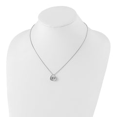 White Ice Sterling Silver Heart Necklace with Diamonds and Rhodium Finish