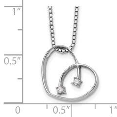 White Ice Sterling Silver Heart Necklace with Diamonds and Rhodium Finish