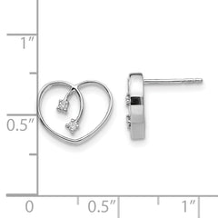 Sophia Jewelers Sterling Silver Diamond Heart Earrings Gift Ready