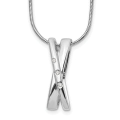 White Ice Sterling Silver Rhodium-plated 18 Inch Diamond X Necklace with 2 Inch Extender