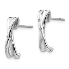 White Ice Sterling Silver Diamond X Post Earrings with Rhodium Finish