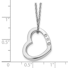 White Ice 925 Sterling Silver Diamond Heart Necklace with Extender