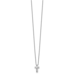 White Ice Sterling Silver Diamond Cross Necklace with Rhodium Finish