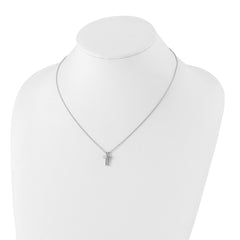 White Ice Sterling Silver Diamond Cross Necklace with Rhodium Finish