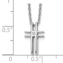 White Ice Sterling Silver Diamond Cross Necklace with Rhodium Finish
