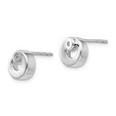 Sophia Jewelers Sterling Silver Diamond Button Earrings in Polished Rhodium