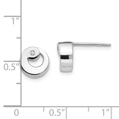 Sophia Jewelers Sterling Silver Diamond Button Earrings in Polished Rhodium