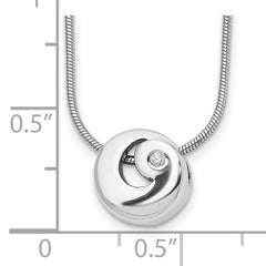 Sterling Silver 925 Rhodium-Polished Diamond Necklace with Extender Gift Ready