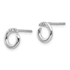 White Ice Sterling Silver Diamond Circle Earrings, Polished & Gift Ready