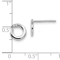 White Ice Sterling Silver Diamond Circle Earrings, Polished & Gift Ready