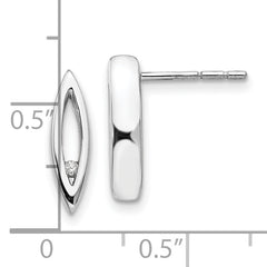 Sterling Silver Rhodium-Plated Diamond Earrings with Polished Finish, Gift Ready