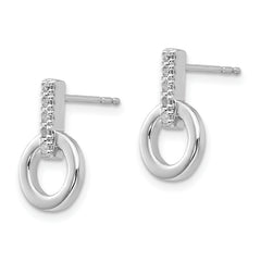 Sophia Jewelers Sterling Silver Diamond Drop Earrings with Rhodium Polish