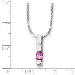 White Ice Sterling Silver Necklace with Diamond & Pink Tourmaline