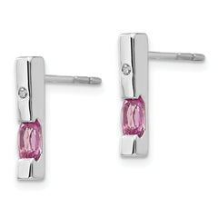 Sophia Jewelers Sterling Silver Diamond & Pink Tourmaline Dangle Earrings