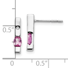 Sophia Jewelers Sterling Silver Diamond & Pink Tourmaline Dangle Earrings