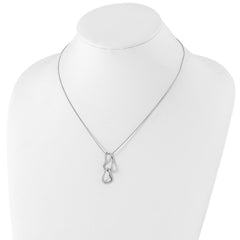 White Ice Sterling Silver Diamond Heart Necklace with Polished Finish Extender