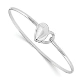 White Ice Sterling Silver Rhodium-plated Diamond Heart Bangle Bracelet