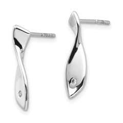 Sophia Jewelers Sterling Silver Diamond Twisted Earrings with Rhodium Finish