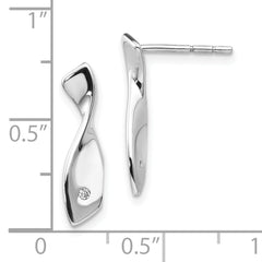 Sophia Jewelers Sterling Silver Diamond Twisted Earrings with Rhodium Finish