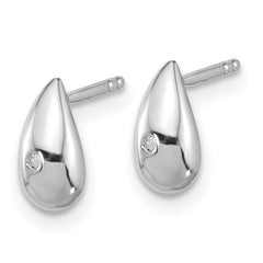 White Ice Sterling Silver Diamond Teardrop Earrings with Rhodium Polished Finish