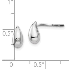 White Ice Sterling Silver Diamond Teardrop Earrings with Rhodium Polished Finish