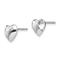 Sophia Jewelers Sterling Silver Diamond Heart Earrings with Rhodium Polish