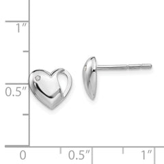 Sophia Jewelers Sterling Silver Diamond Heart Earrings with Rhodium Polish
