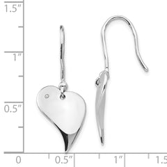 Sophia Jewelers Sterling Silver Diamond Heart Earrings with Rhodium Polish