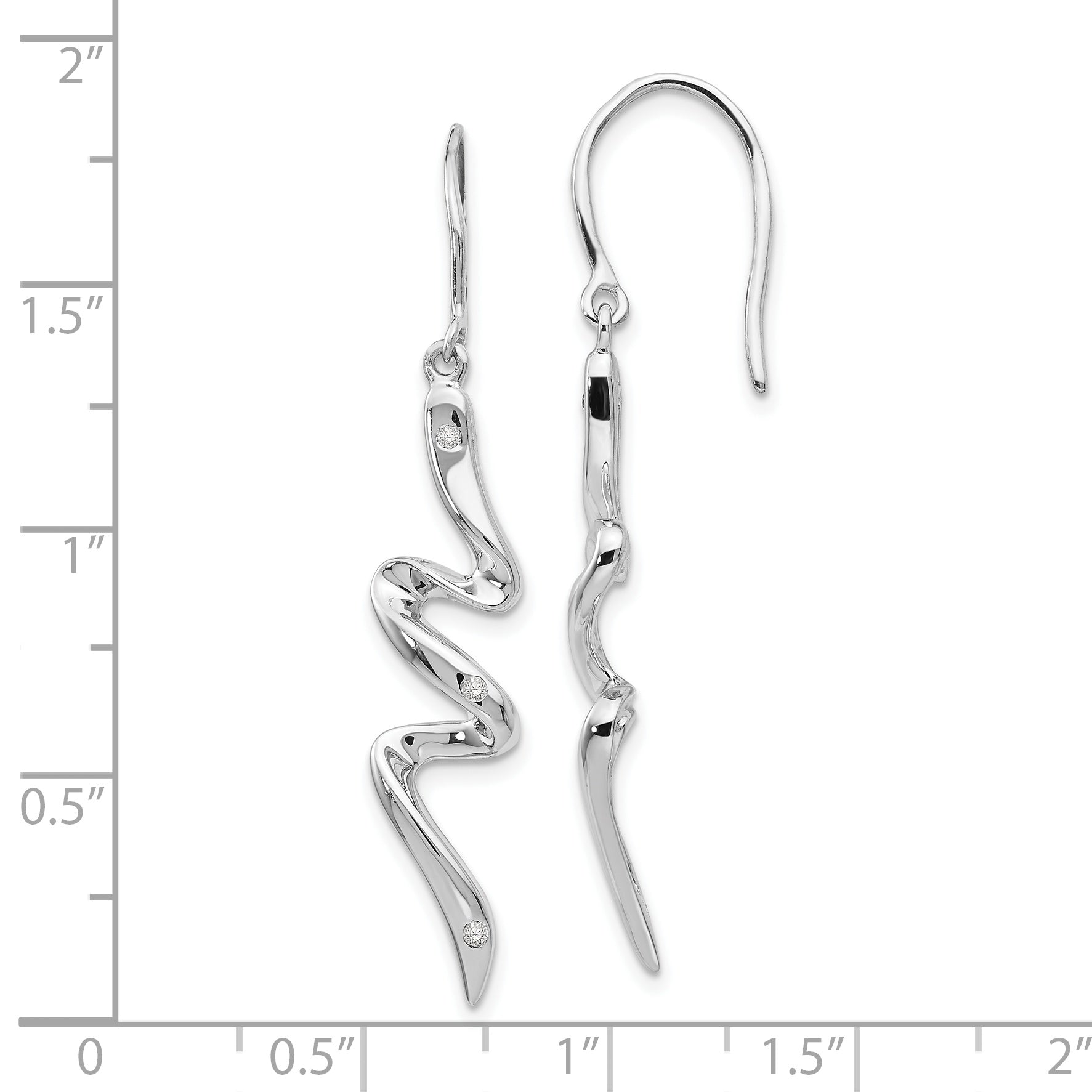 White Ice Sterling Silver Rhodium-plated Diamond Shepherd Hook Dangle Earrings