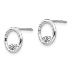 Sterling Silver Rhodium-Plated Diamond Earrings with Polished Finish Gift Ready