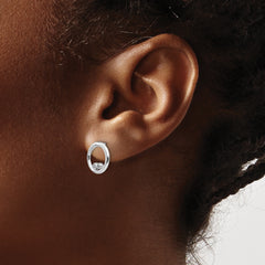 Sterling Silver Rhodium-Plated Diamond Earrings with Polished Finish Gift Ready