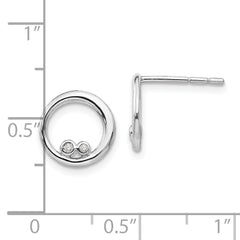 Sterling Silver Rhodium-Plated Diamond Earrings with Polished Finish Gift Ready