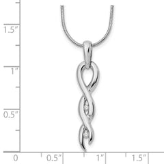 Sophia Jewelers Sterling Silver Diamond Twist Necklace with Rhodium Finish