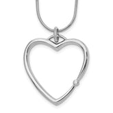 White Ice Sterling Silver Rhodium-plated 18 Inch Diamond Open Heart Necklace with 2 Inch Extender