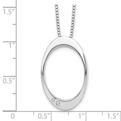 White Ice Sterling Silver Diamond Oval Pendant Necklace with Gift Box