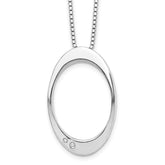 White Ice Sterling Silver Rhodium-plated 18 Inch Diamond Open Oval Necklace with 2 Inch Extender