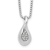 White Ice Sterling Silver Rhodium-plated 18 Inch Diamond Teardrop Necklace with 2 Inch Extender