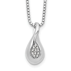 White Ice Sterling Silver Rhodium-plated 18 Inch Diamond Teardrop Necklace with 2 Inch Extender