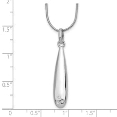 Sterling Silver Diamond Pendant Necklace with Rhodium Polish Gift Ready