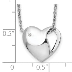 Sterling Silver Diamond Heart Necklace with 2-Inch Extender