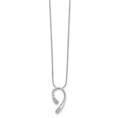 Sterling Silver Diamond Necklace with Extender and Polished Rhodium Finish