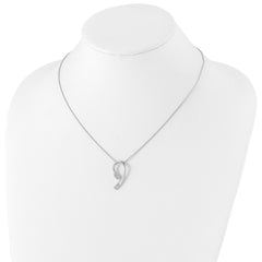 Sterling Silver Diamond Necklace with Extender and Polished Rhodium Finish