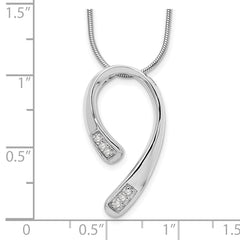 Sterling Silver Diamond Necklace with Extender and Polished Rhodium Finish