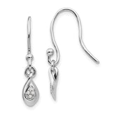 White Ice Sterling Silver Rhodium-plated Diamond Shepherd Hook Dangle Earrings