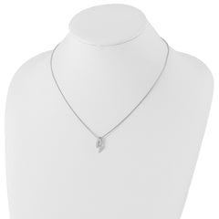 White Ice Sterling Silver Diamond Necklace with Rhodium Finish and Extender